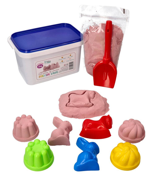 Set - ColourSand kinetic sand 2kg pink + molds and shovel
