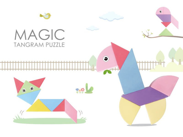 Magnetic Tangram Blocks - Magic Tangram 100el.