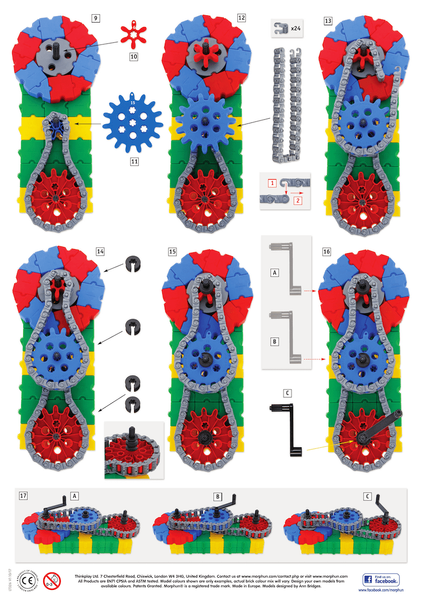 Morphun Gearphun Mały Inżynier 320 el. – klocki z kołami 4+