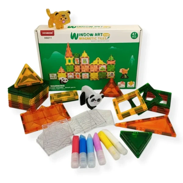 Magnetic Building Tiles Window Art Jungle 47 pcs – X-Bida 3+