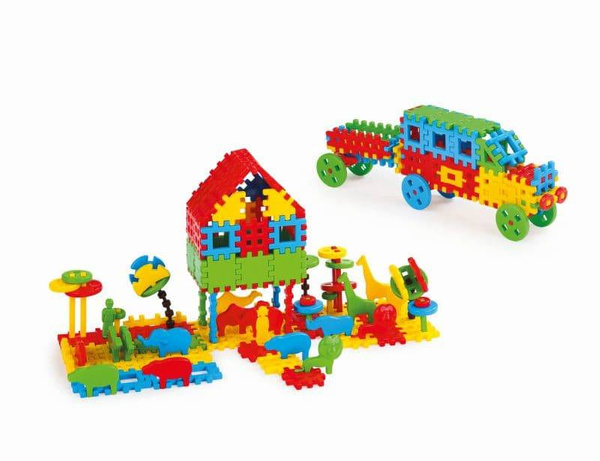 Klocki edukacyjne Marioinex Wafle Mix 200 elementów dla 2-latka wspierające motorykę