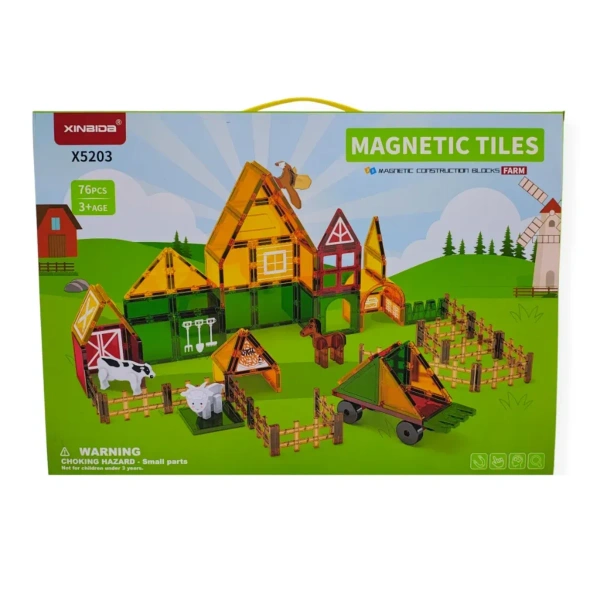Klocki magnetyczne farma 76 el. – Magnetic Tiles 3+