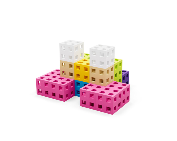 Set of building blocks - Meli Cube Pink 200 el.