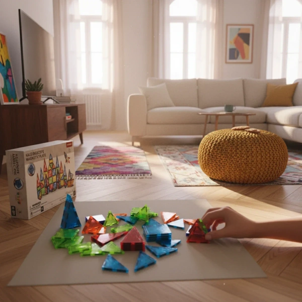 Kaleidoscope magnetic tiles 95 pcs transparent – X-Bida 3+