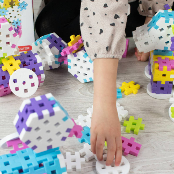 Klocki konstrukcyjne Meli Maxi Constructor Pink 220 el. – 2+