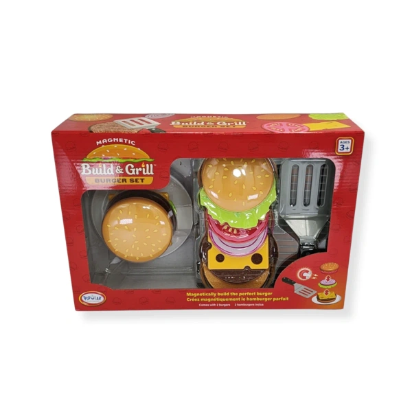 Magnetic toys for kids grill & burger set – Popular Playthings 3+
