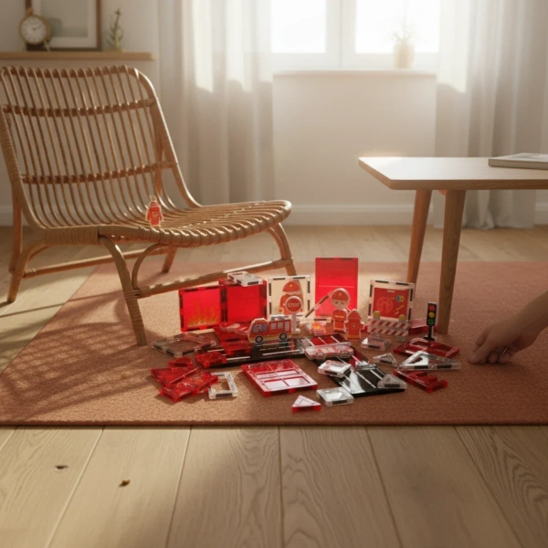 Klocki magnetyczne straż pożarna 48 el. – Magnetic Tiles 3+