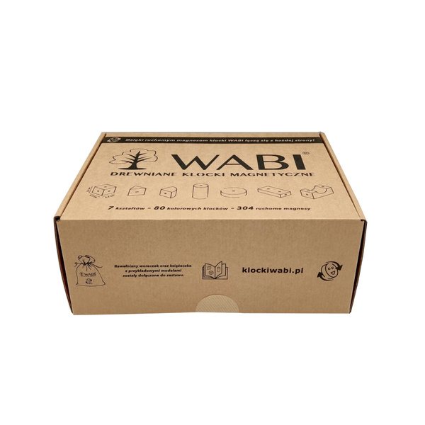 Klocki WABI 80 el. z Dynamic Magnet® – drewniane magnetyczne 3+