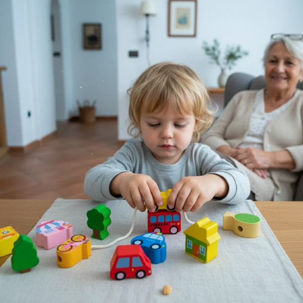 Drewniana nawlekanka dla dzieci Miasto 17 el. – Kabi 3+