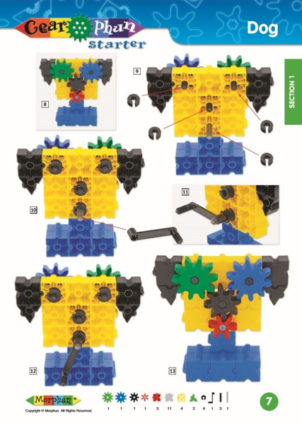 Morphun Gearphun 500 el construction block set. + Instructions 60 pp. A4