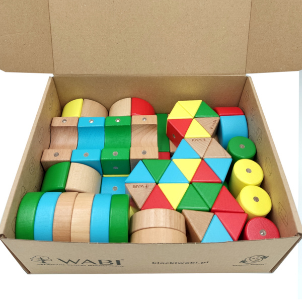 Klocki WABI 80 el. z Dynamic Magnet® – drewniane magnetyczne 3+