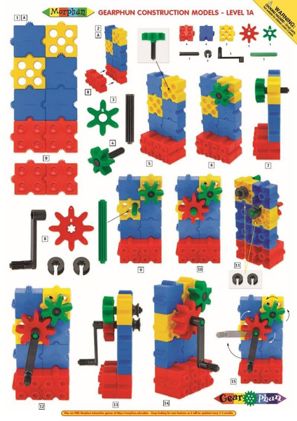 Morphun Gearphun 500 el construction block set. + Instructions 60 pp. A4