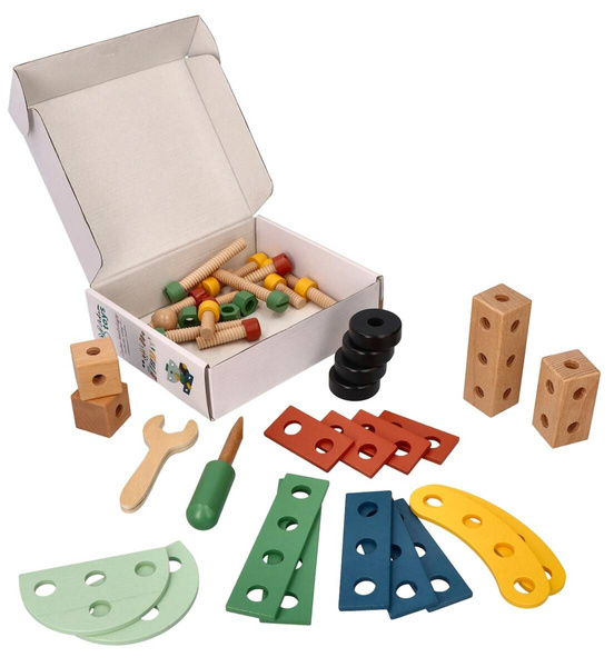 Wooden set of a small constructor