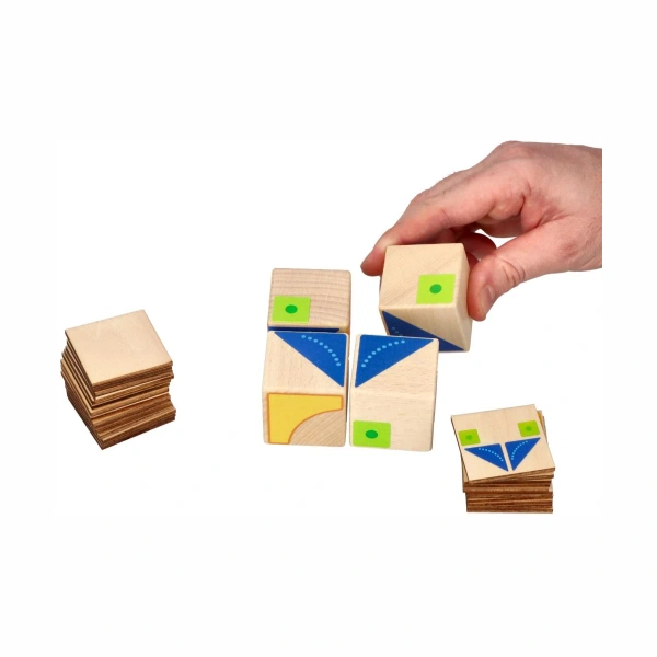 Goki Kubus Puzzle – Wooden Logic Cube Blocks with Patterns for Kids 3+