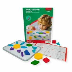 Klocki magnetyczne Tangram 20 el. układanka – z tablicą 3+