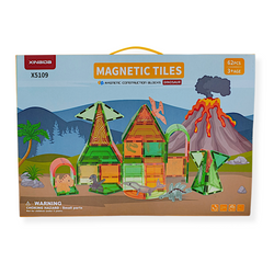 Klocki magnetyczne dinozaury 62 elementy transparentne – 3+