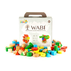 Klocki magnetyczne drewniane WABI 120 el. z 456 magnesami – 3+