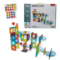 Kulodrom magnetyczny klocki tęczowe 95 el. – Magnetic Tiles3+