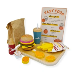 Drewniany zestaw fast food burger z akcesoriami – Kabi 3+