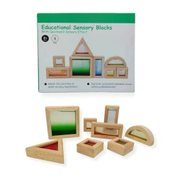 Klocki sensoryczne drewniane z piaskiem SensArt Sand – Kabi 2+ 8 el.